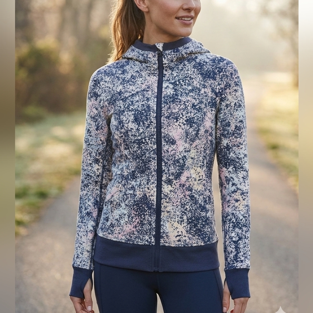 Ivivva Navy Pink Speckled Zip-Up Jacket Size 12 Athletic Lightweight Bomber